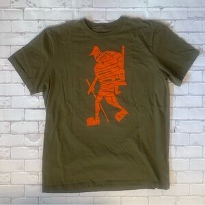 The North Face Green Tee with Orange Graphic
